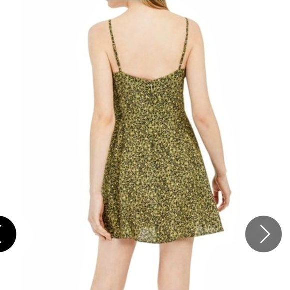 Calvin Klein Green Leopard Print Adjustable Spaghetti Strap A-line Mini Dress - Picture 2 of 9